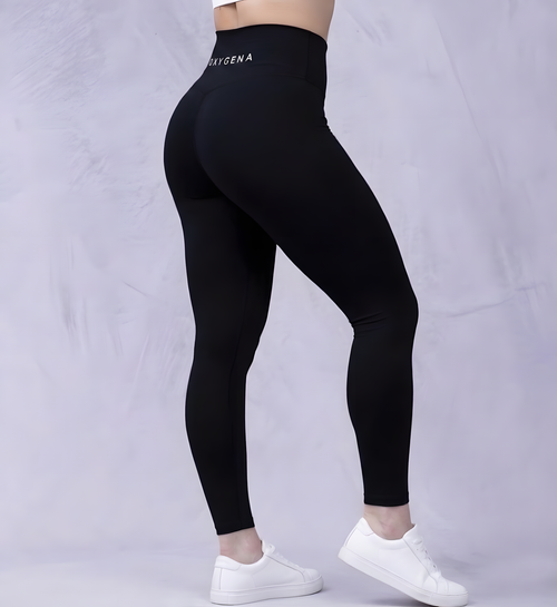 Mila yoga leggings in Midnight Black, squat-proof opacity