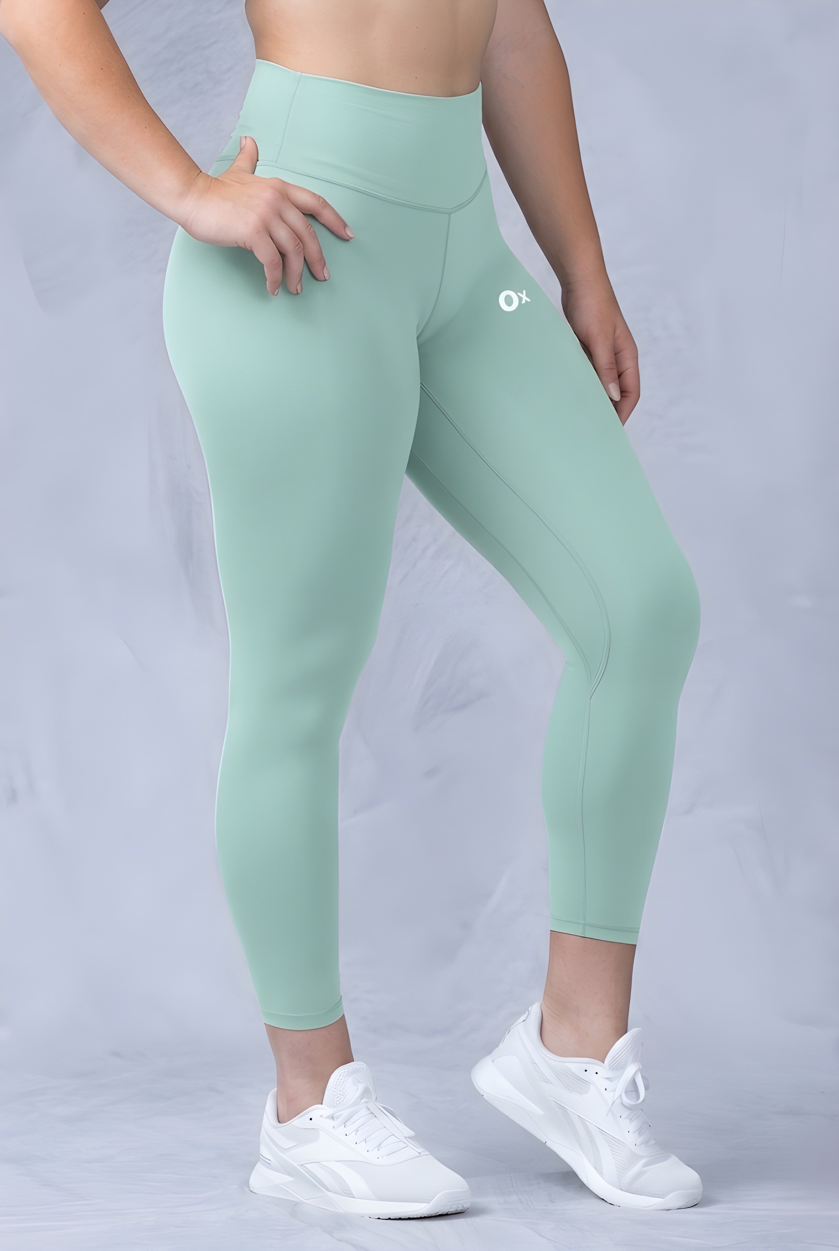 Mila yoga leggings in Pista Green, buttery-soft 80/20 nylon-spandex