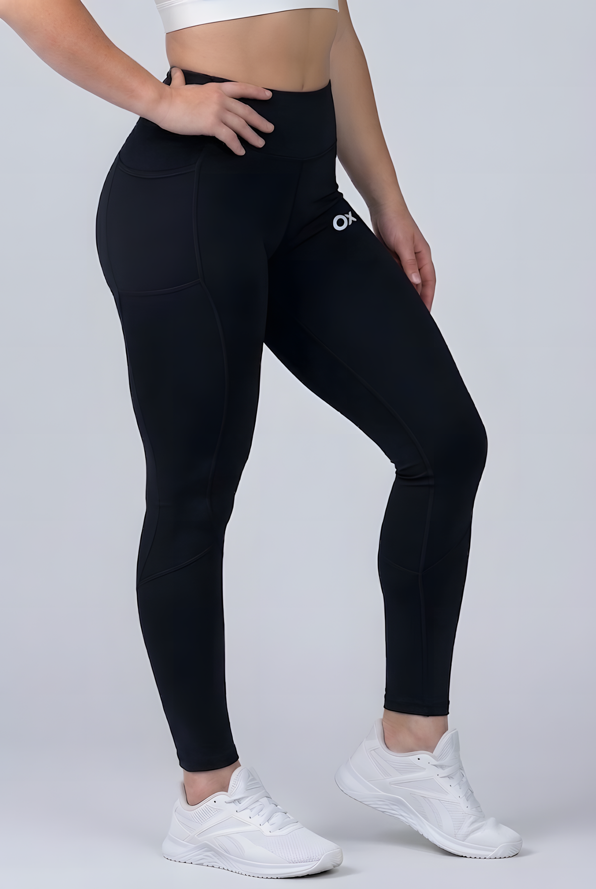 Valerie compression leggings in Midnight Black, squat-proof opacity under load