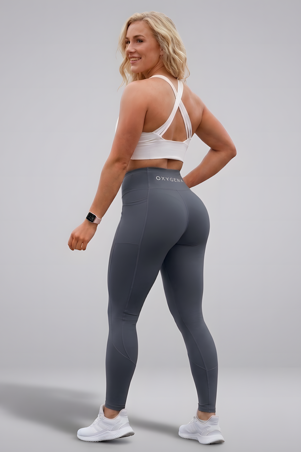 Valerie compression leggings in Charcoal Gray, snatch and hold high waistband