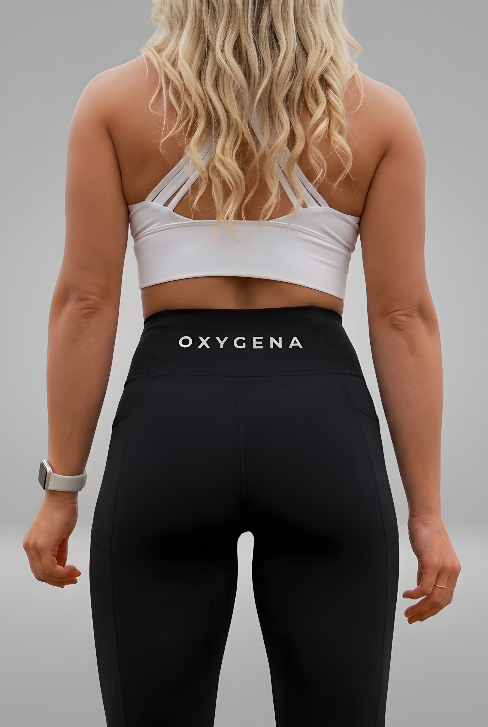 Valerie compression leggings in Midnight Black, worn for training