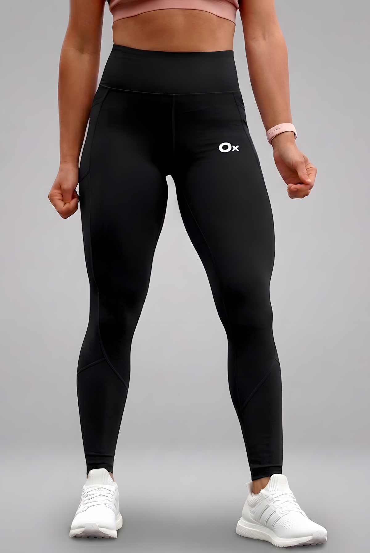 Valerie compression leggings in Midnight Black, full-length fit