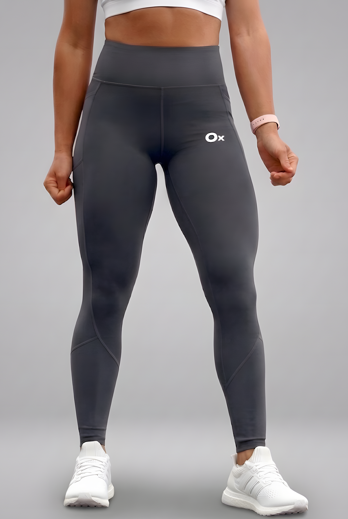 Valerie compression leggings in Charcoal Gray, full-length fit