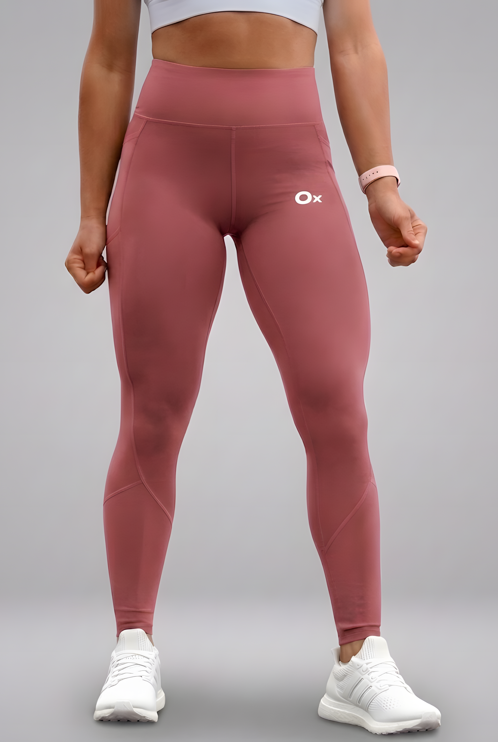 Valerie compression leggings in Dusty Rose, 75/25 nylon-spandex compression knit